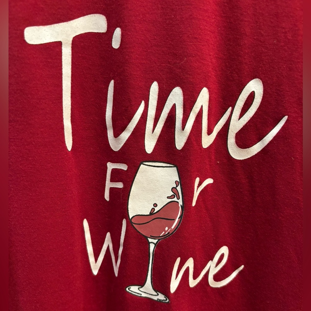Time for Wine V Neck Red T Shirt Size 2XL - Picture 3 of 6